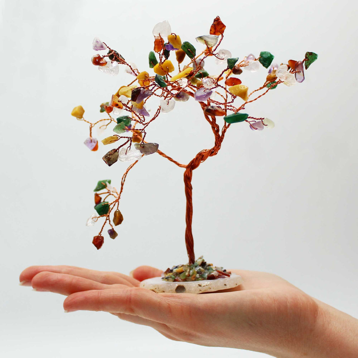 Gemstone Tree - Multi Stones on Natural Agate Base (100 stones)