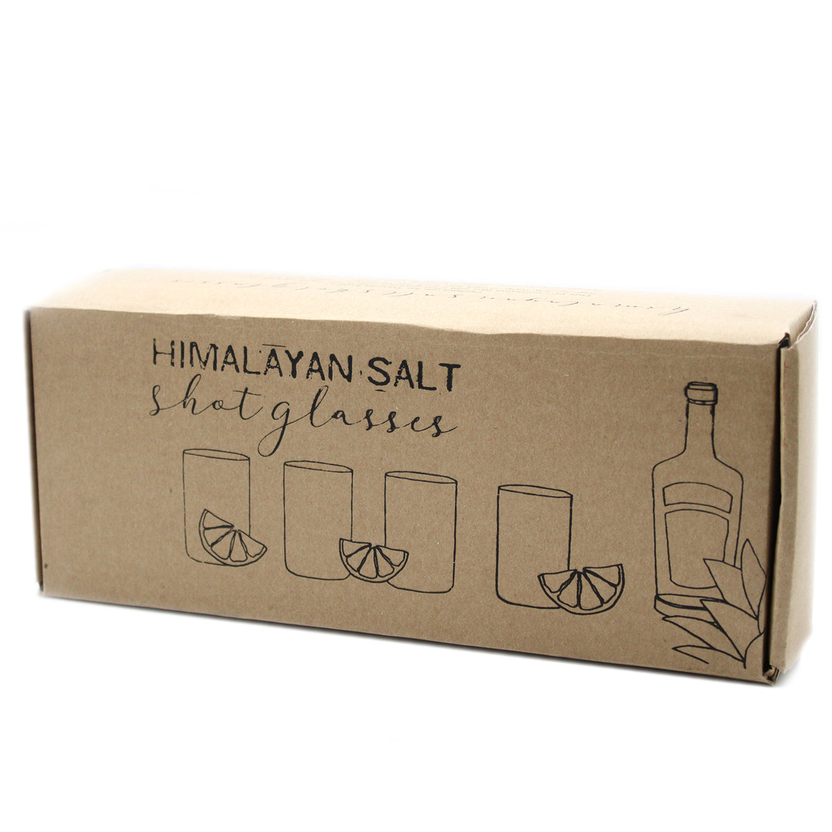 Himalayan Salt Shot Glasses & Wood Serving Stand - Set of 4