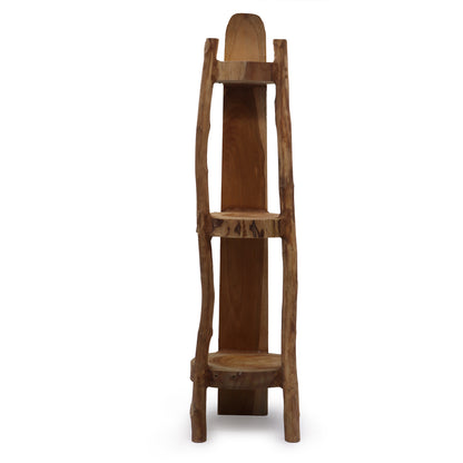 3 Shelves Natural Teak Corner Unit