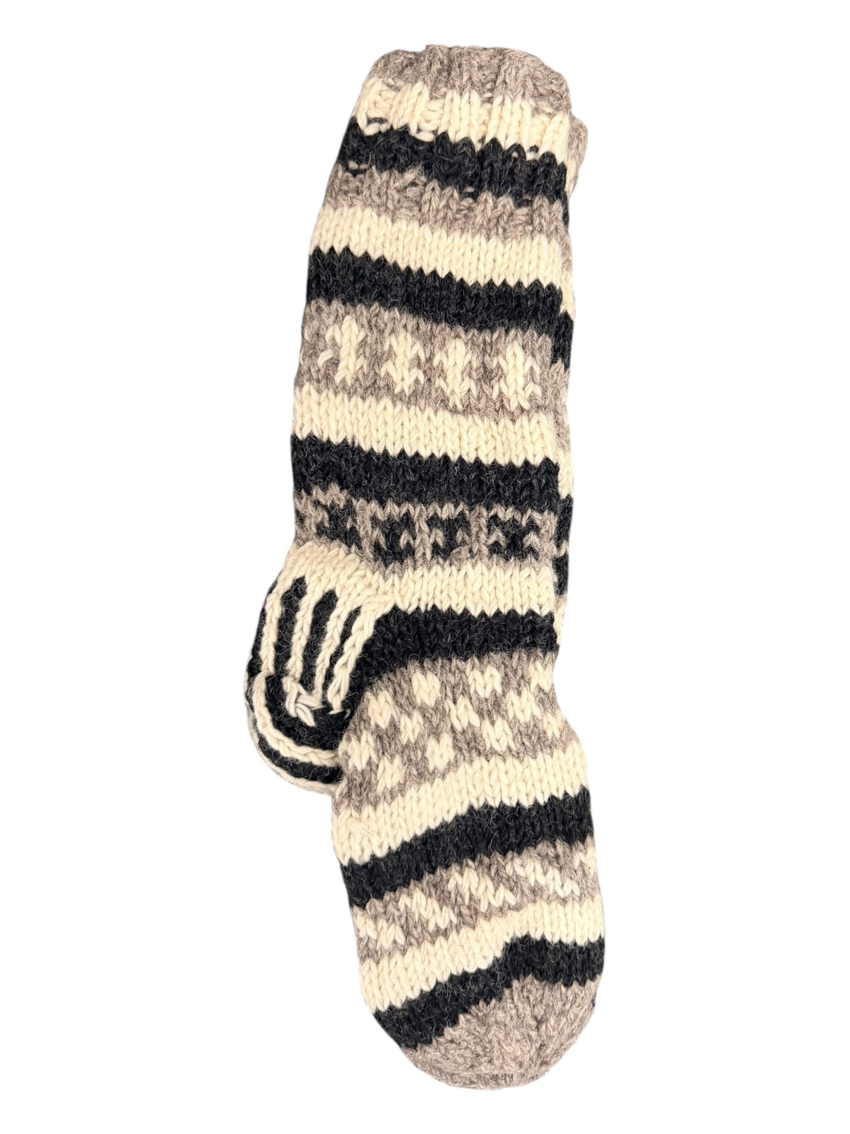 Handmade Grey & Cream Wool Socks – Cosy Winter Socks (Fits up to Size 7)