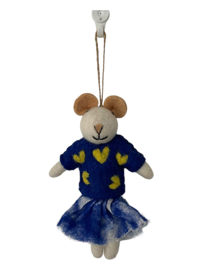 Bluebell the Teddy in Blue Dress – Felt Ornament