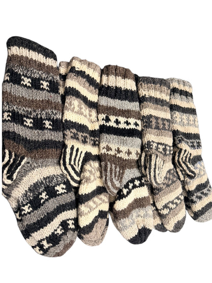 Handmade Grey & Cream Wool Socks – Cosy Winter Socks (Fits up to Size 7)