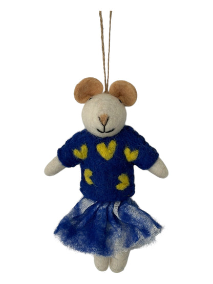 Bluebell the Teddy in Blue Dress – Felt Ornament