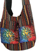Handmade Cotton Boho Sling Bag – Twin Sun Face Print with Pockets