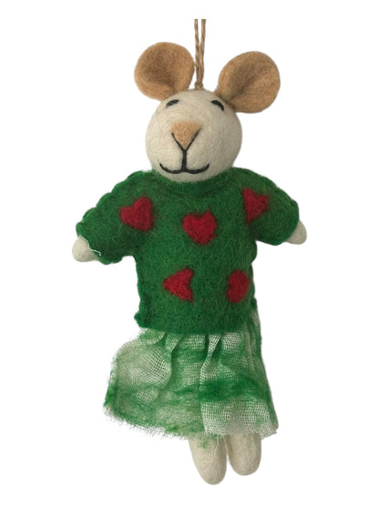 Holly the Teddy in Heart Dress – Felt Ornament