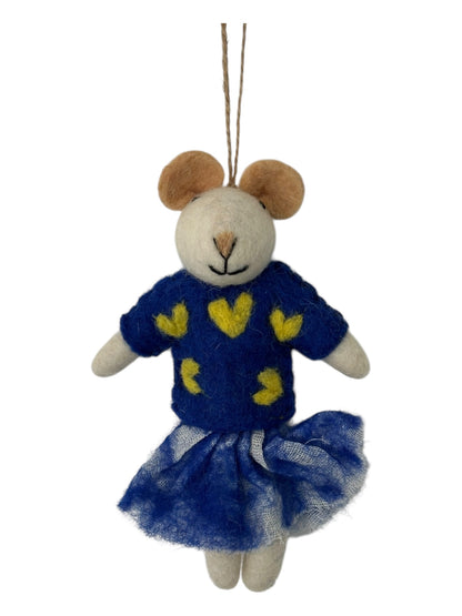 Bluebell the Teddy in Blue Dress – Felt Ornament