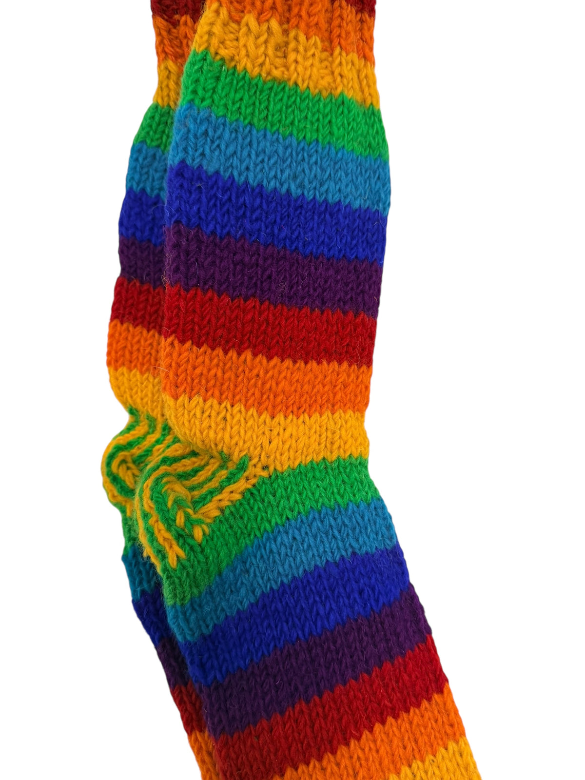 Unisex Hand-Knitted Organic Wool Rainbow Socks - Fleeced Inside (Fits up to Size UK 12)