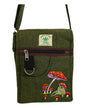 Hemp/Cotton Embroidered Crossbody Shoulder Bag - Mushroom Design