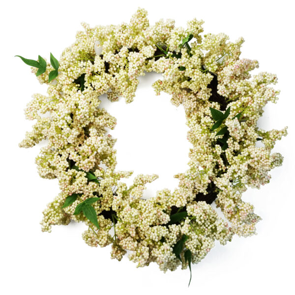 Artificial Hanging White Berry Wreath (55cm)