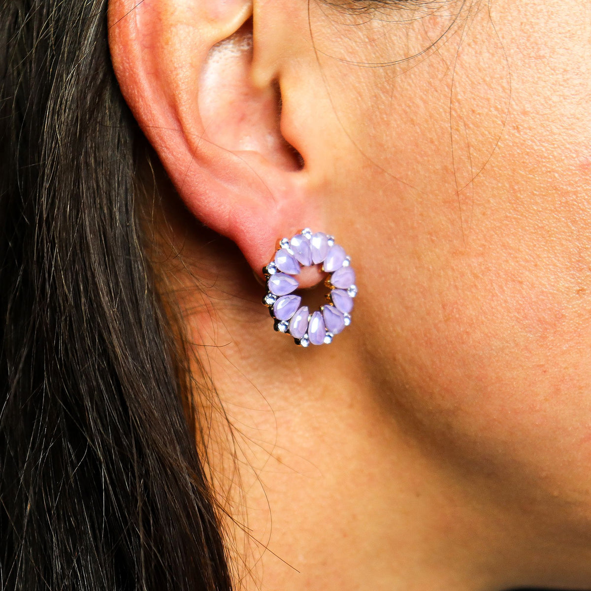 Lavender - Vintage Glass - Loop - Earrings