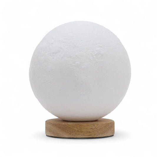 Soft Glow Wooden Base Night Lamp - Moon
