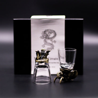 Gift Set of 6 Shot Glasses (50ml) - Mystical Creatures - Antique Bronze