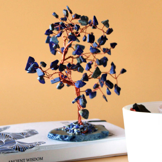 Gemstone Tree - Sodalite on Blue Agate Base (100 stones)