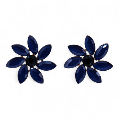 Royal Blue - Vintage Glass - Flowers - Earrings
