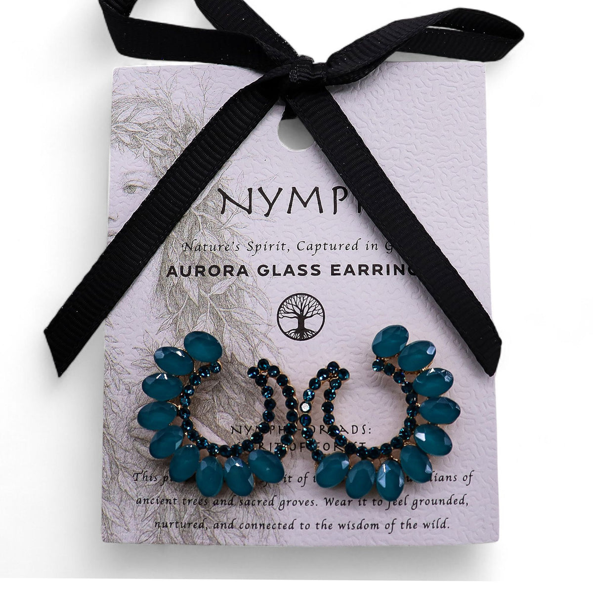 Teal Green - Vintage Glass - Loop - Earrings