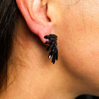 Jet Black - Vintage Glass - Faries - Earrings