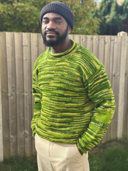 Handmade Organic Wool Knit Sweater - Colorful Unisex Pullover