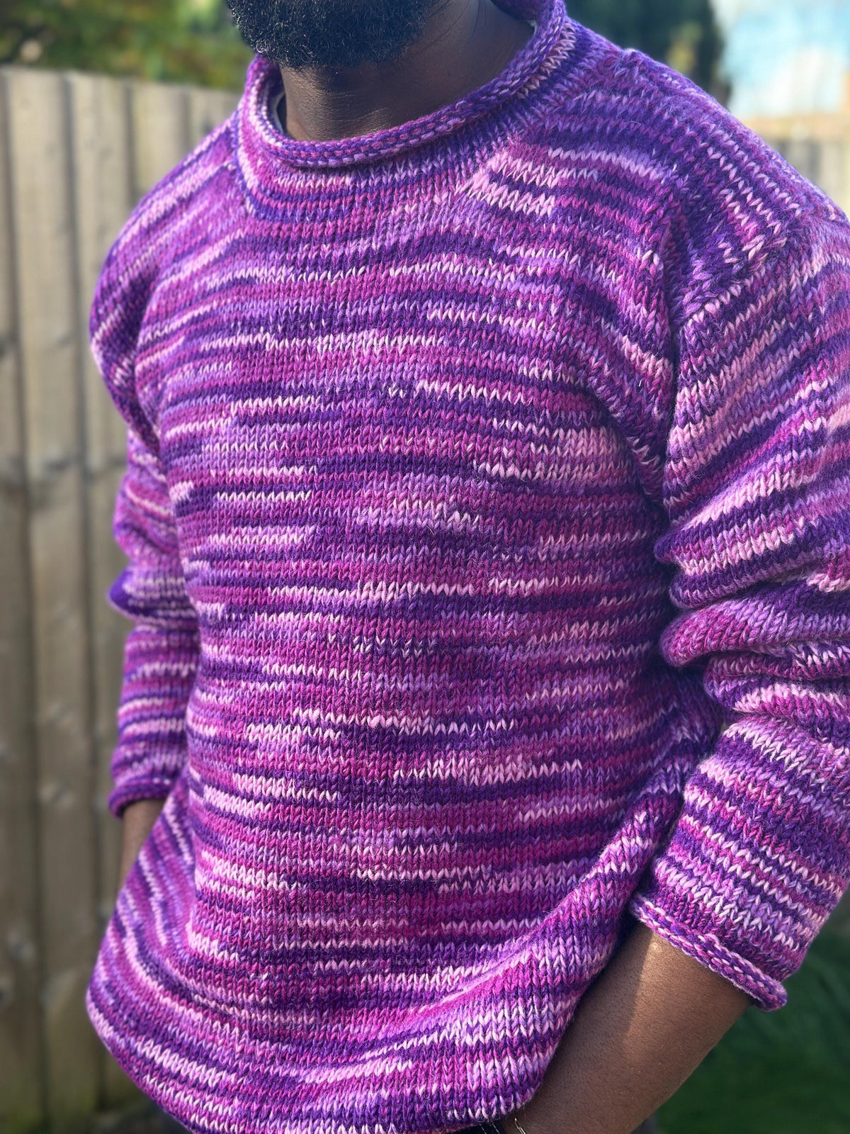 Handmade Organic Wool Knit Sweater - Colorful Unisex Pullover