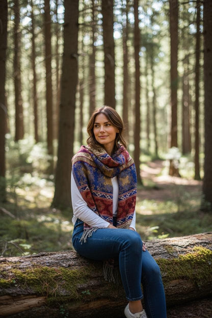 Vegan Cashmelion Blanket Scarf | Oversized Boho Shawl with Tassels