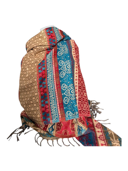 Vegan Cashmelion Blanket Scarf | Oversized Boho Shawl with Tassels