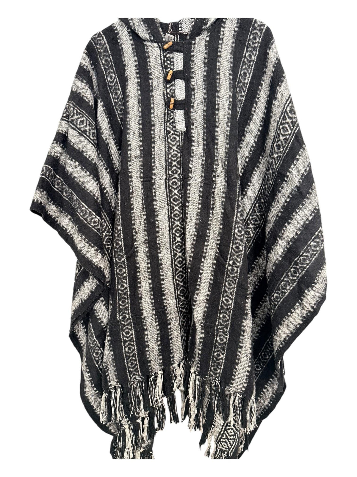 Handmade Gheri Cotton Boho Poncho | Hooded Festival Wear
