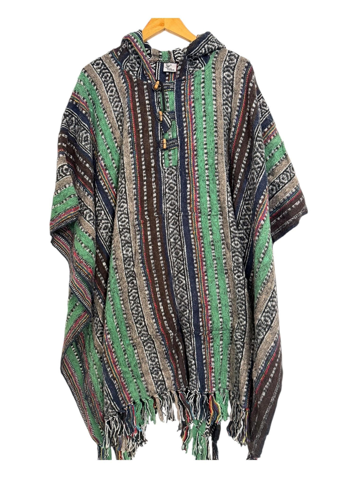 Handmade Gheri Cotton Boho Poncho | Hooded Festival Wear