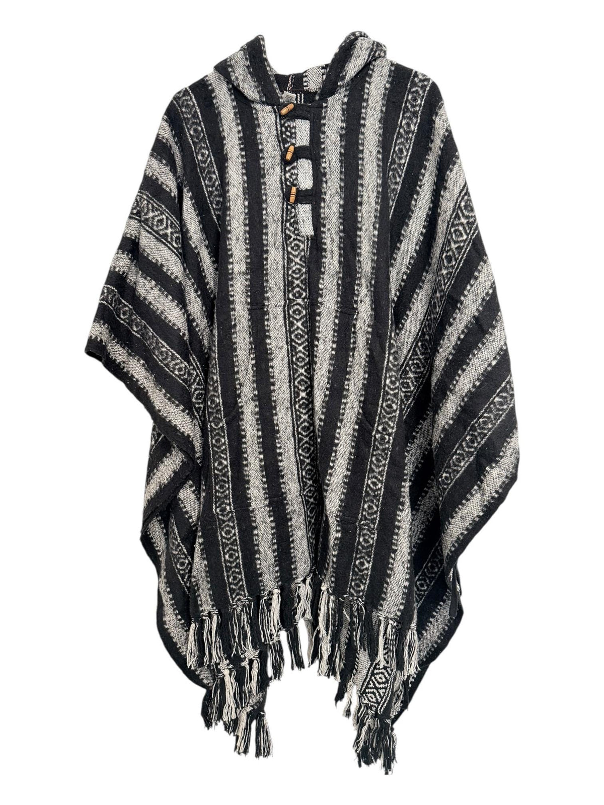 Handmade Gheri Cotton Boho Poncho | Hooded Festival Wear