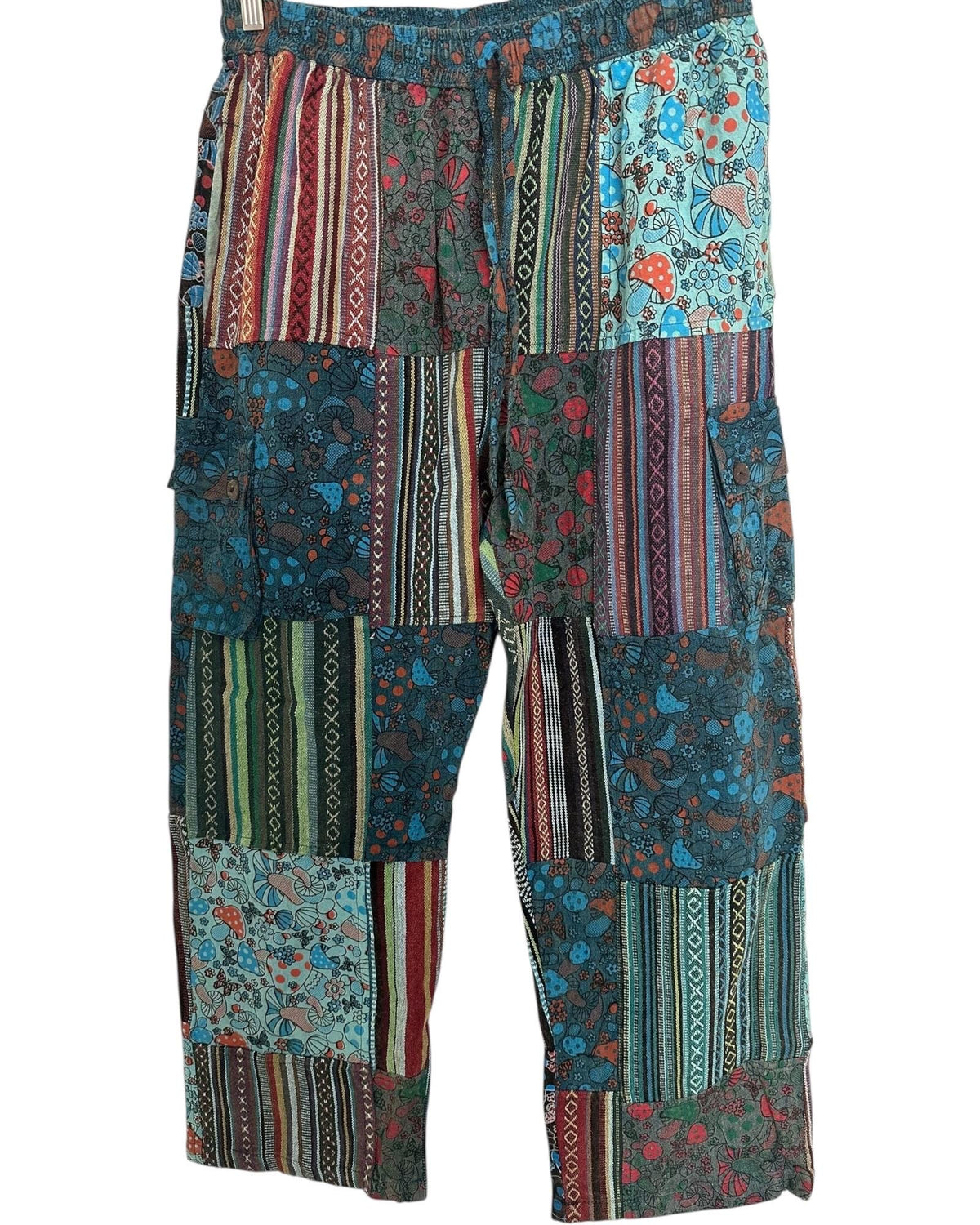 Handmade Patchwork Cotton Cargo Pants | Boho Hippie Festival Trousers