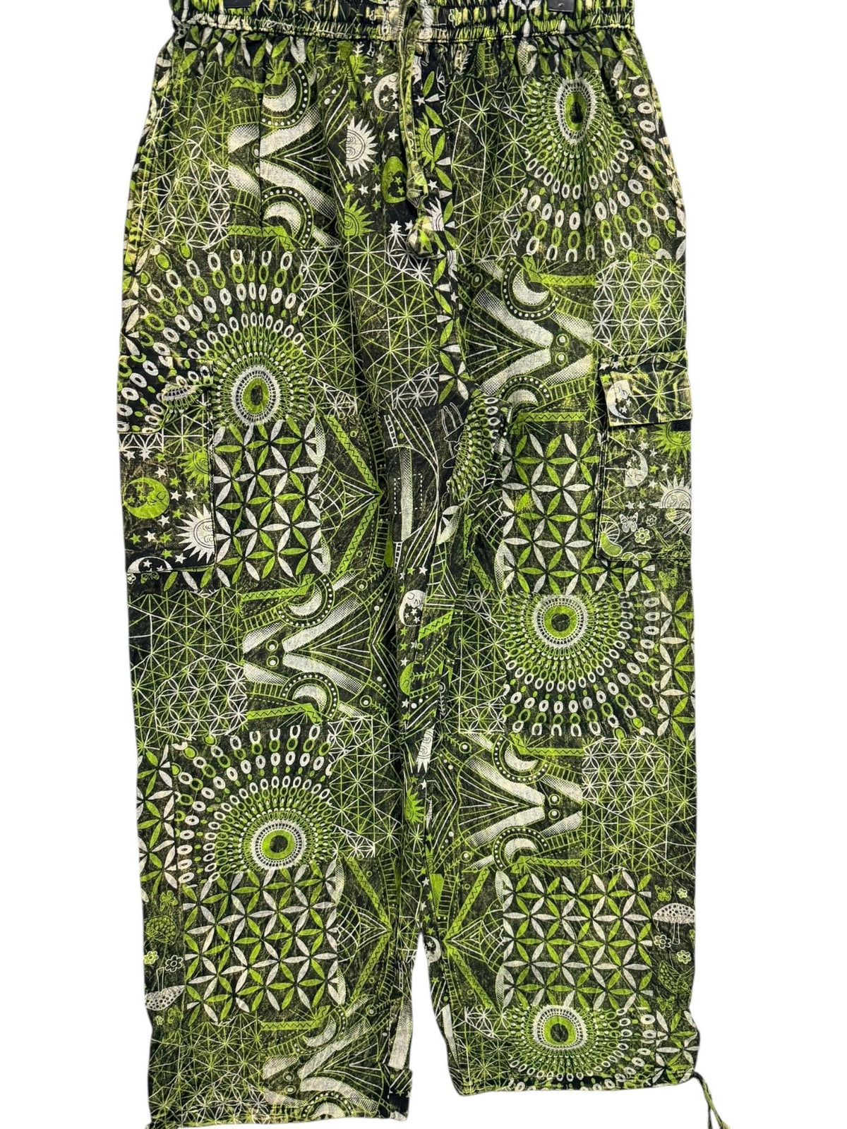 Geometric Cotton Cargo Pants | Handmade Nepal Boho Trousers