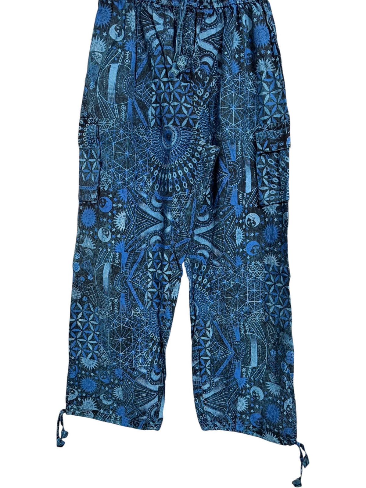 Geometric Cotton Cargo Pants | Handmade Nepal Boho Trousers