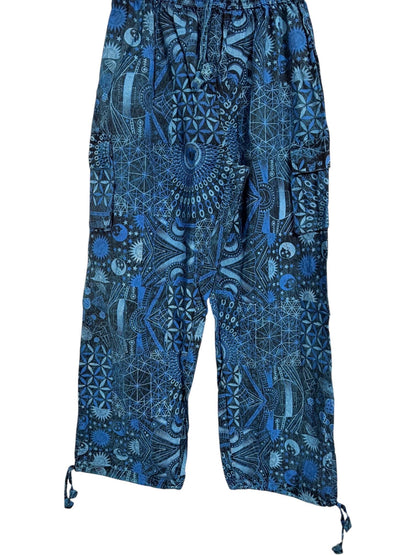 Geometric Cotton Cargo Pants | Handmade Nepal Boho Trousers
