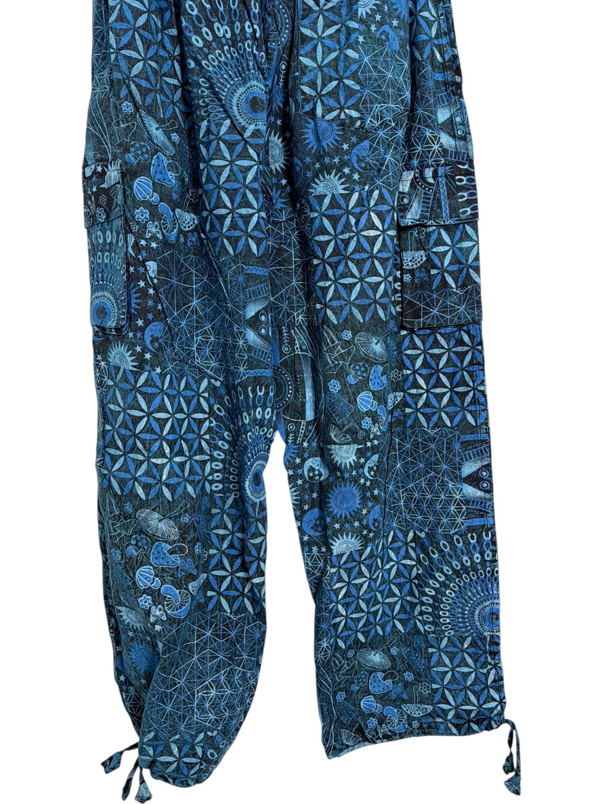 Geometric Cotton Cargo Pants | Handmade Nepal Boho Trousers