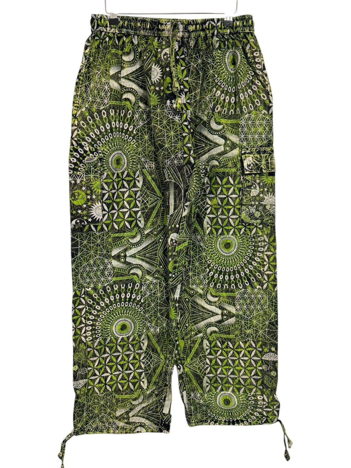 Geometric Cotton Cargo Pants | Handmade Nepal Boho Trousers