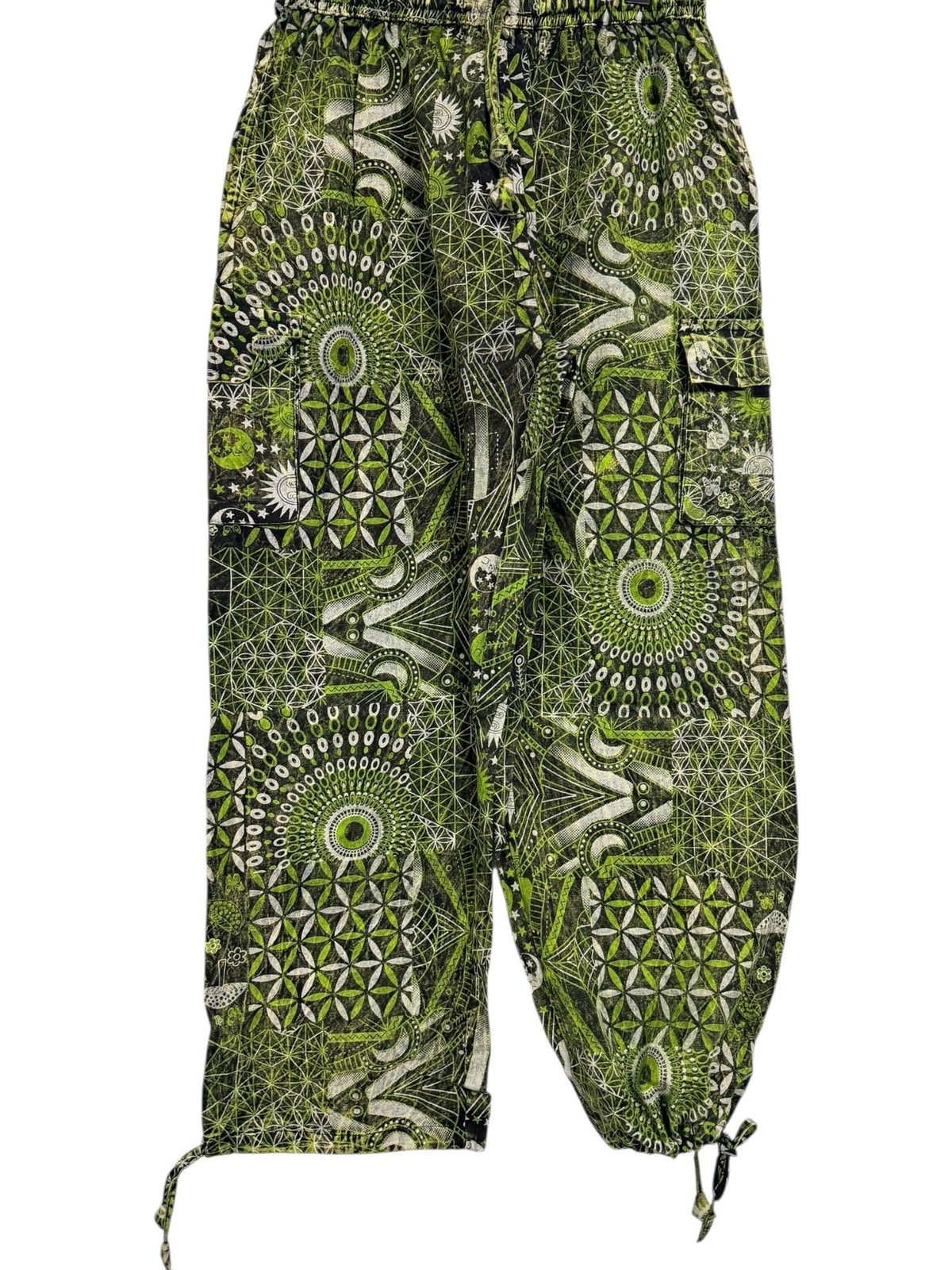 Geometric Cotton Cargo Pants | Handmade Nepal Boho Trousers