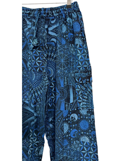 Geometric Cotton Cargo Pants | Handmade Nepal Boho Trousers