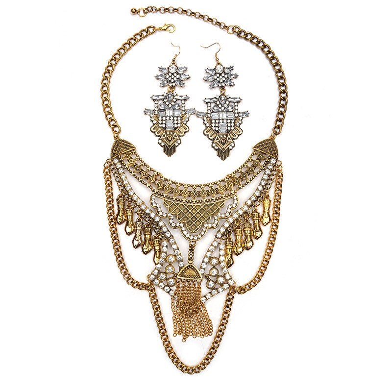 Crystal Rhinestone Necklace Jewellry (Silver and Gold)