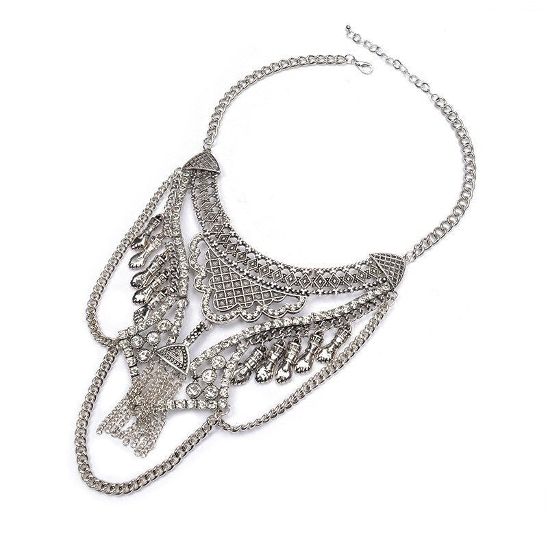 Crystal Rhinestone Necklace Jewellry (Silver and Gold)