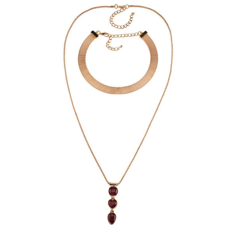 Gold Choker Layered Necklace (Set of 2)