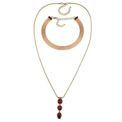 Gold Choker Layered Necklace (Set of 2)