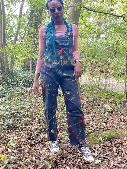 Pure Cotton Tie Dye Dungarees - Leg Fit (Unisex)